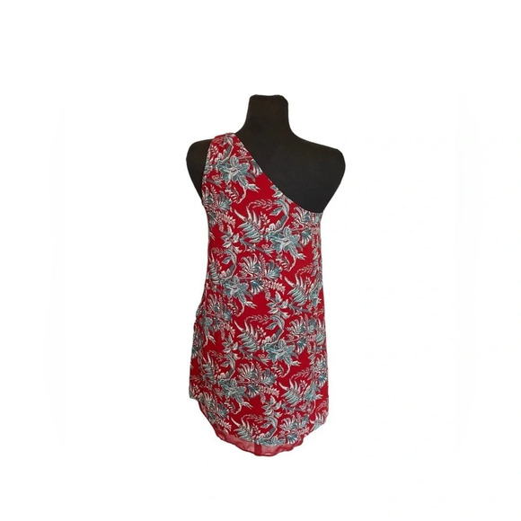 LOFT | Red & Teal One Shoulder Shift Dress - Picture 4 of 8